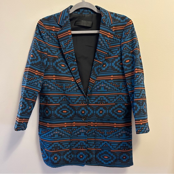 Jenni Kayne Jackets & Blazers - Jenni Kayne Silk Marine Pocket Blazer Aztec Print